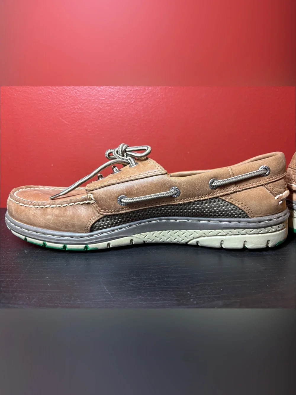 Sperry Brown Leather Moc-Toe Boat Shoes with Contrast Laces